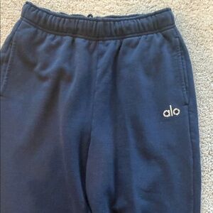 ALO Yoga  Navy Sweatpants with Embroidered Logo